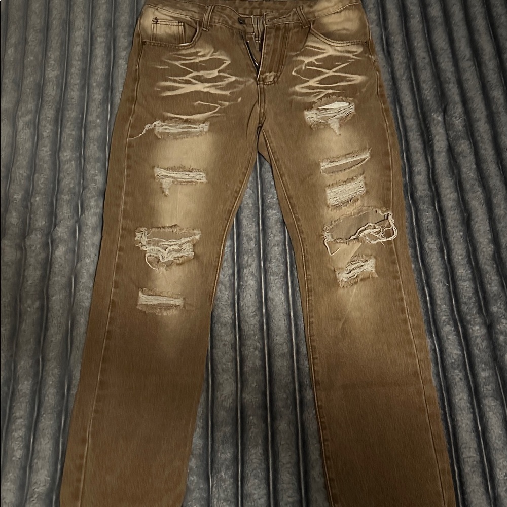 Distressed Brown Jeans